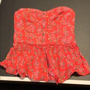 Orange floral peplum tube top